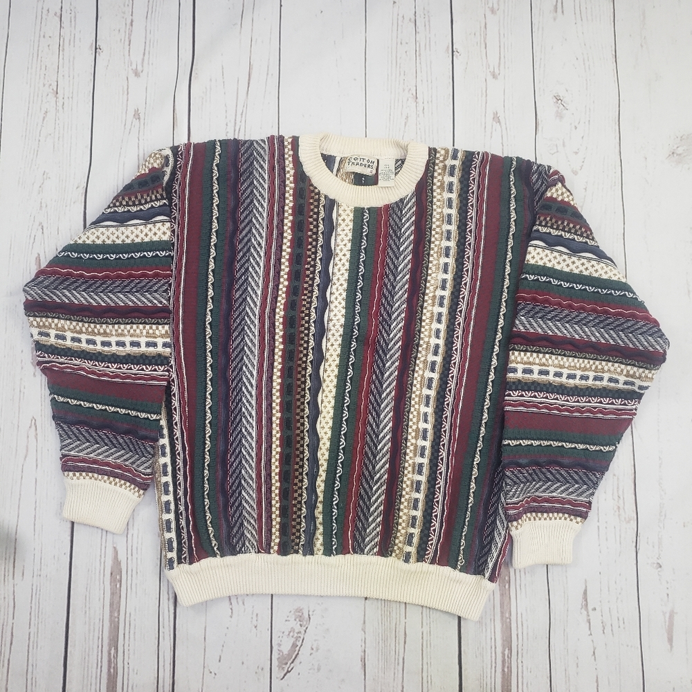 ‼️SOLD‼️Vintage 3D cable knit coogie style sweater